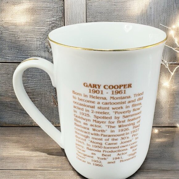 Vintage Hollywood Hall of Fame Museum Porcelain Coffee Mug Cup Gary Cooper VTG - Picture 2 of 12